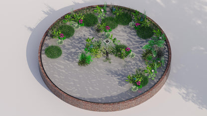 Schanskorven verhoogde vijver, rond, buitendiameter 322 cm, hoogte 50 cm, maaswijdte 5 x 5 cm, wanddikte 15 cm