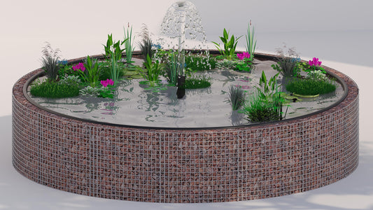 Estanque elevado de gaviones, redondo, diámetro exterior 202 cm, altura 80 cm, malla 5 x 5 cm, espesor de pared 15 cm