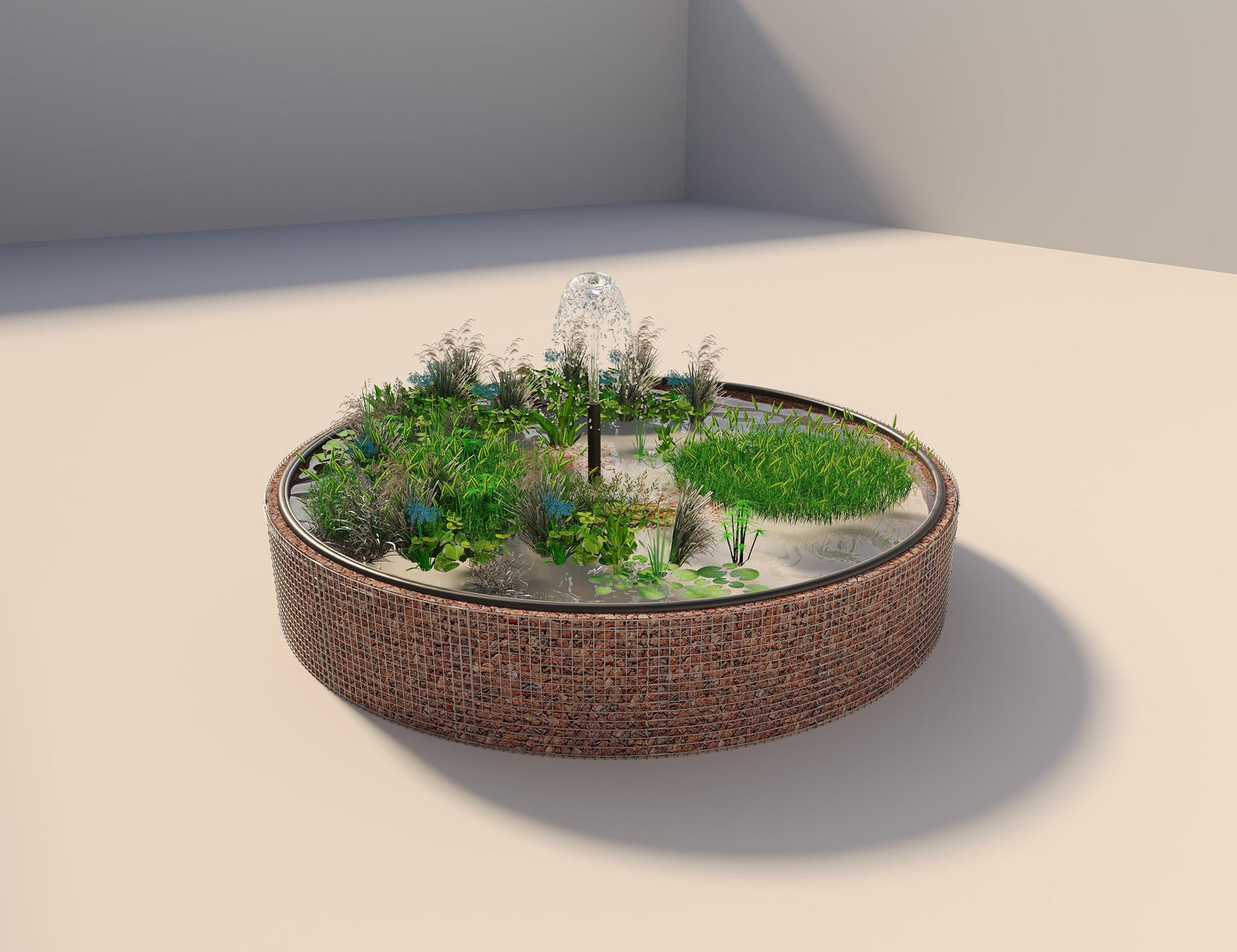 Gabion verhoogde vijver, rond, buitendiameter 442 cm, hoogte 80 cm, maaswijdte 5 x 5 cm, wanddikte 15 cm