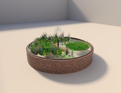 Gabion verhoogde vijver rond, buitendiameter 472 cm, hoogte 80 cm, maaswijdte 5 x 5 cm, wanddikte 15 cm