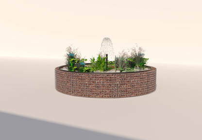 Gabion verhoogde vijver rond, buitendiameter 262 cm, hoogte 50 cm, maaswijdte 5 x 5 cm, wanddikte 15 cm